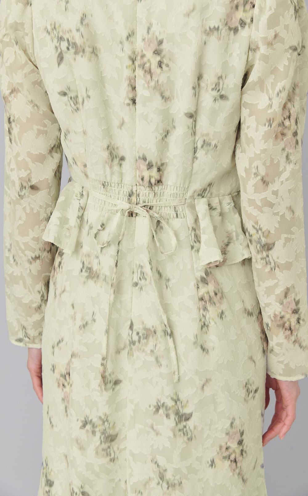 花柄ペプラムデザインワンピース