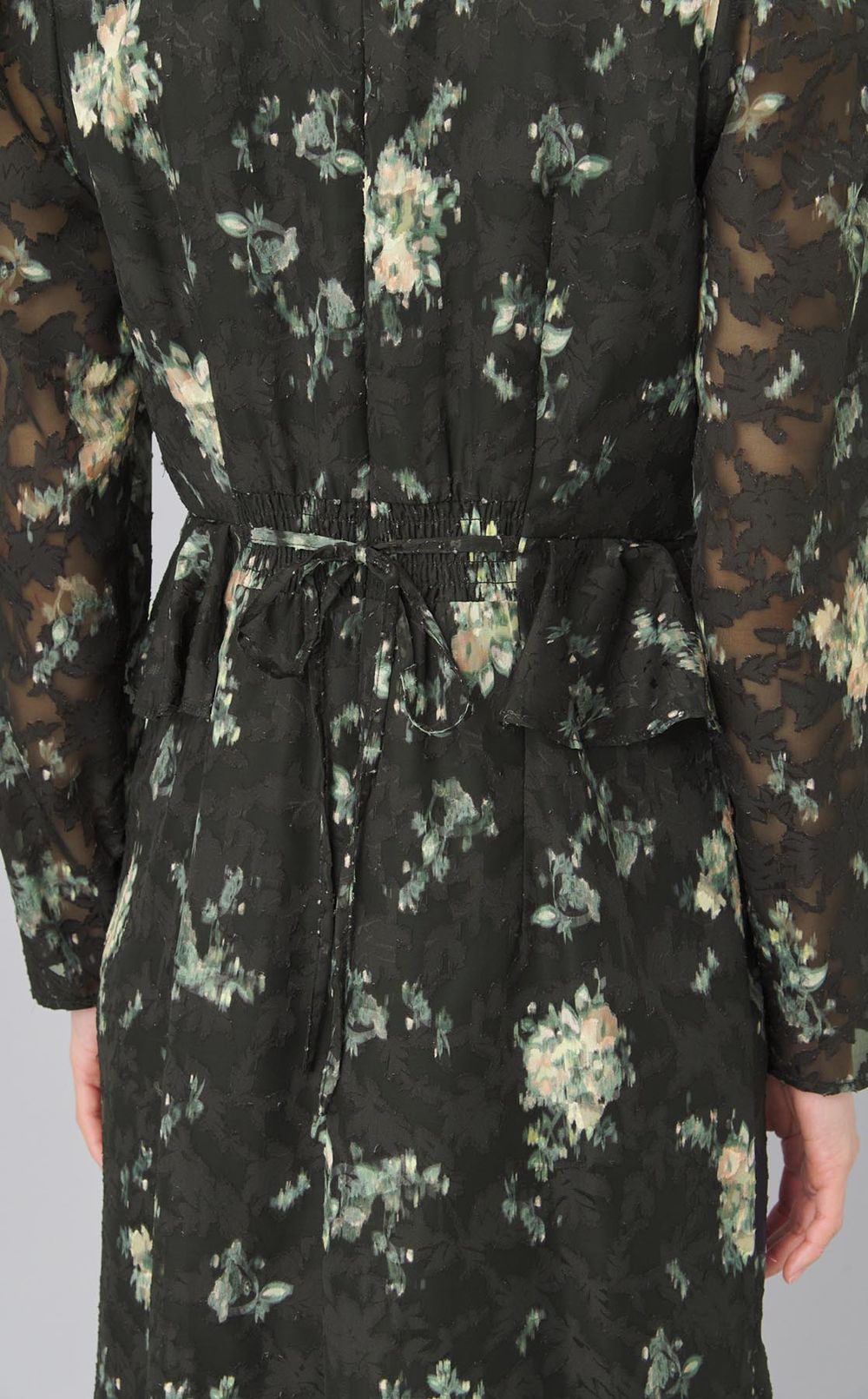 花柄ペプラムデザインワンピース