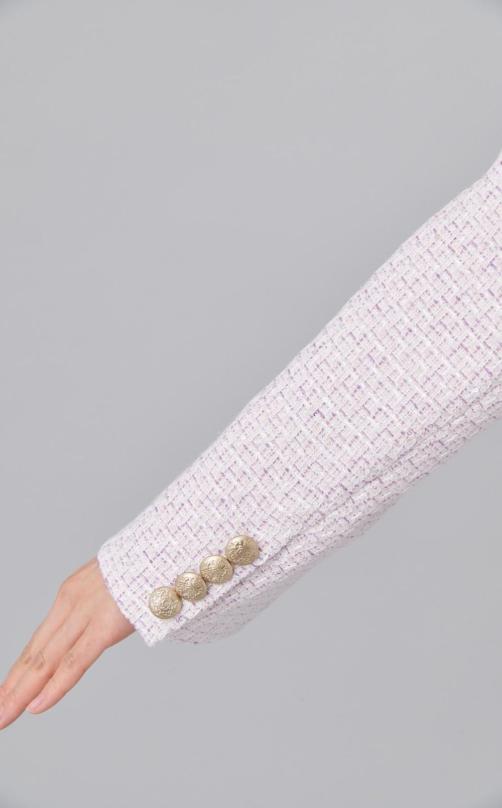 ノーカラーツイードジャケット