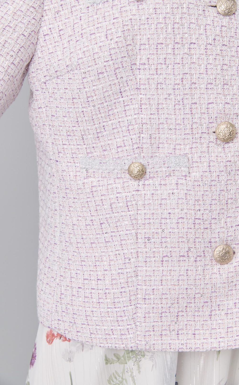 ノーカラーツイードジャケット