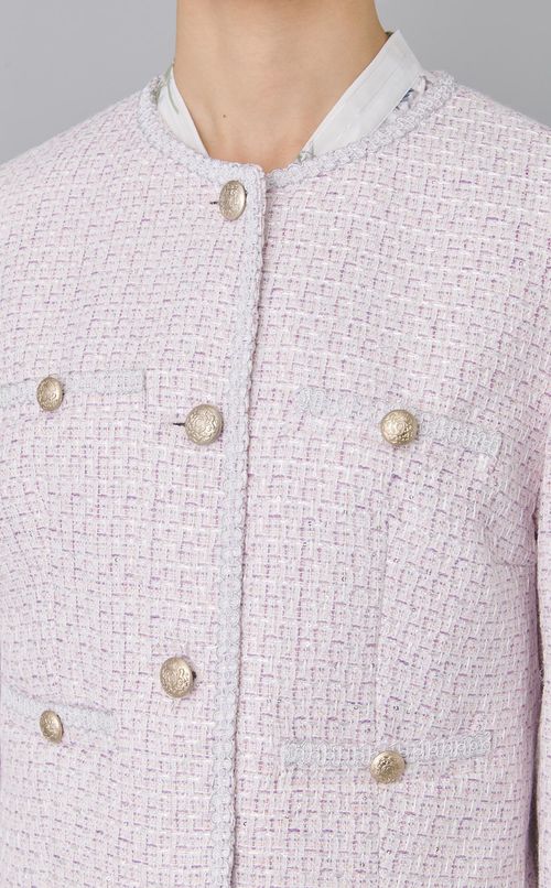 ノーカラーツイードジャケット