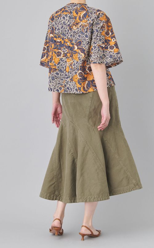 プリントハーフスリーブコットンブラウス