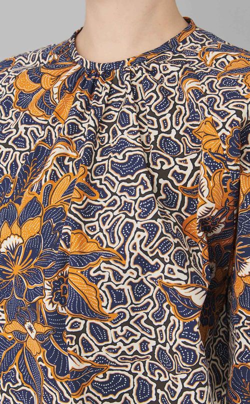 プリントハーフスリーブコットンブラウス