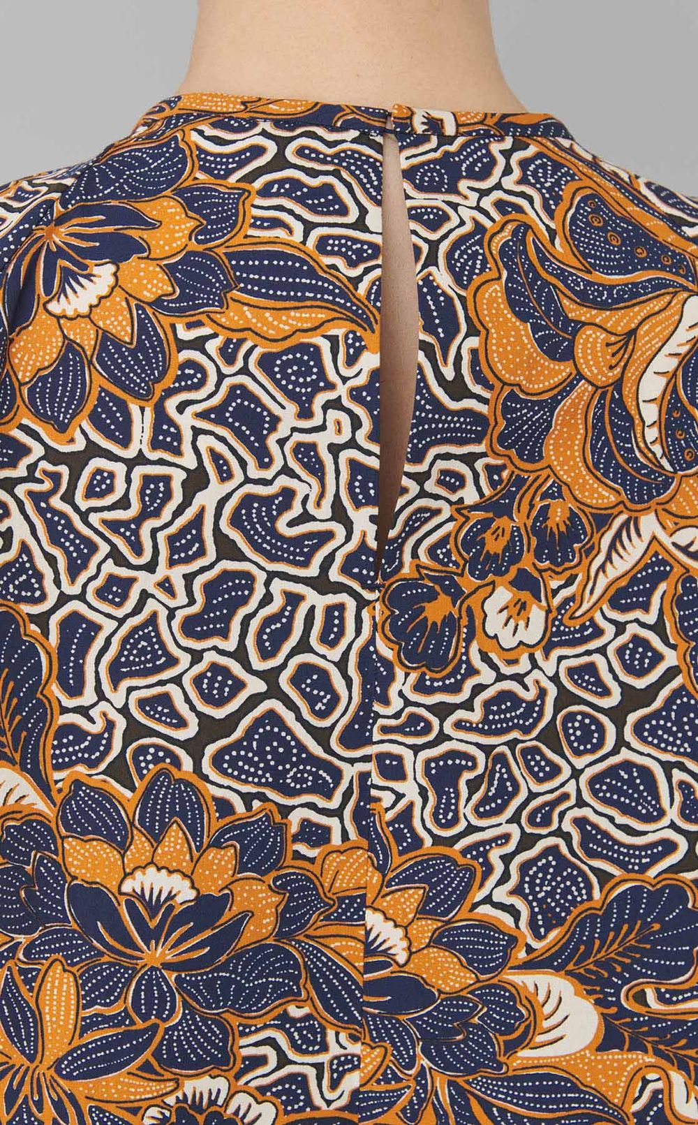 プリントハーフスリーブコットンブラウス