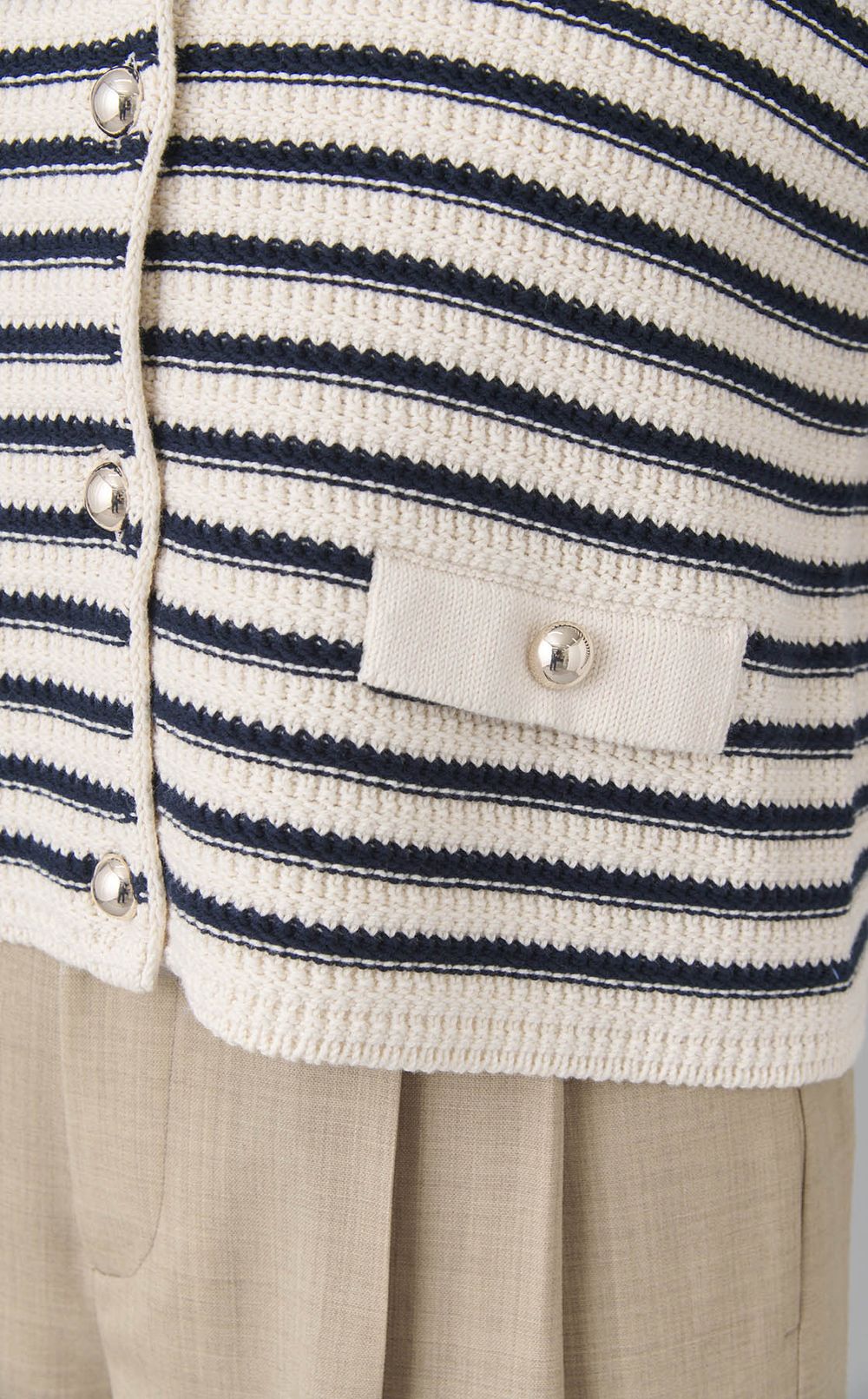 コットンボーダーニットカーディガン