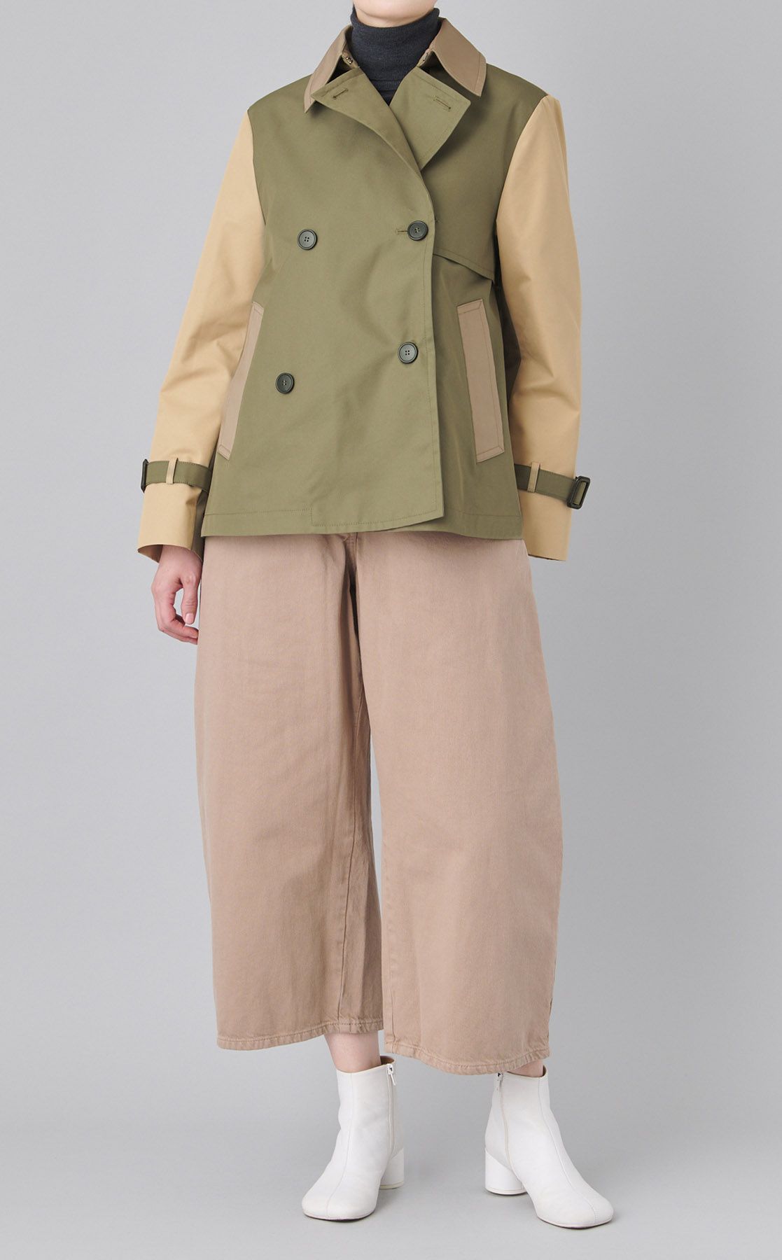 Weekend Max Mara｜コットン配色ショートトレンチコート