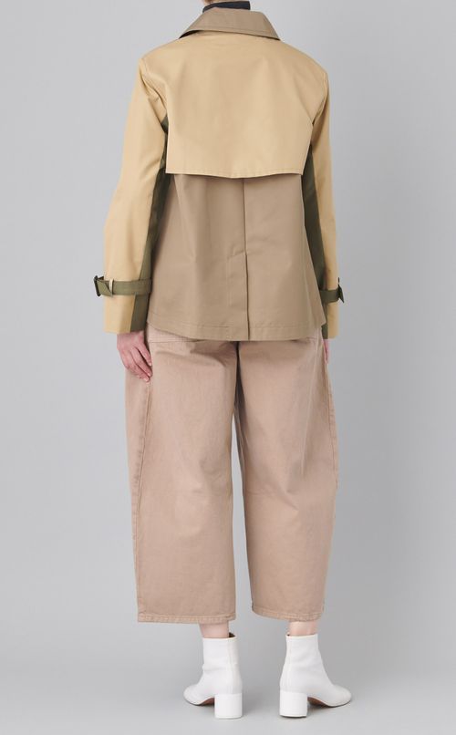 コットン配色ショートトレンチコート