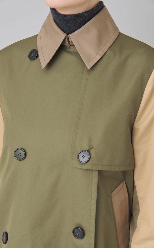 コットン配色ショートトレンチコート