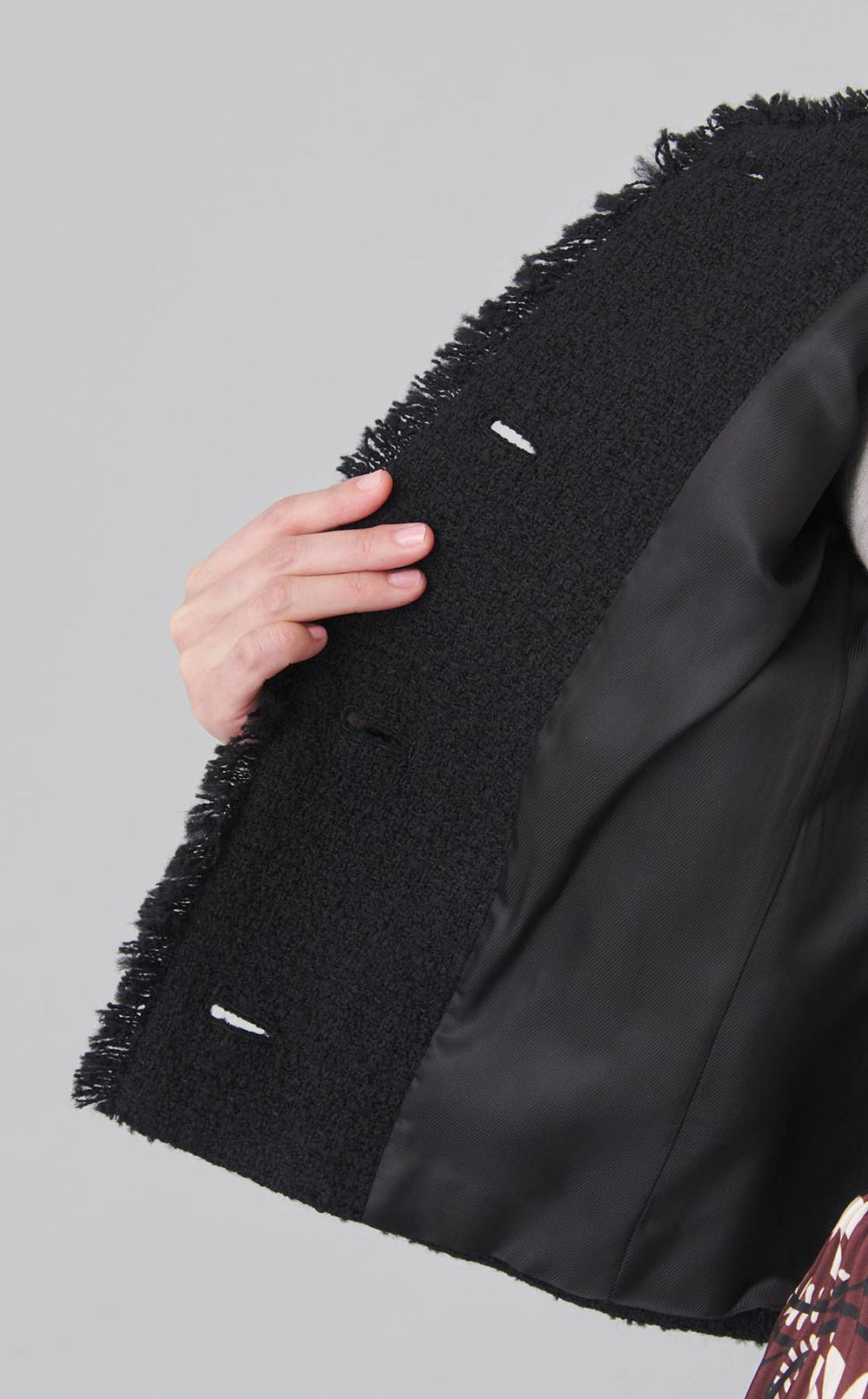 ウールツイードノーカラージャケット