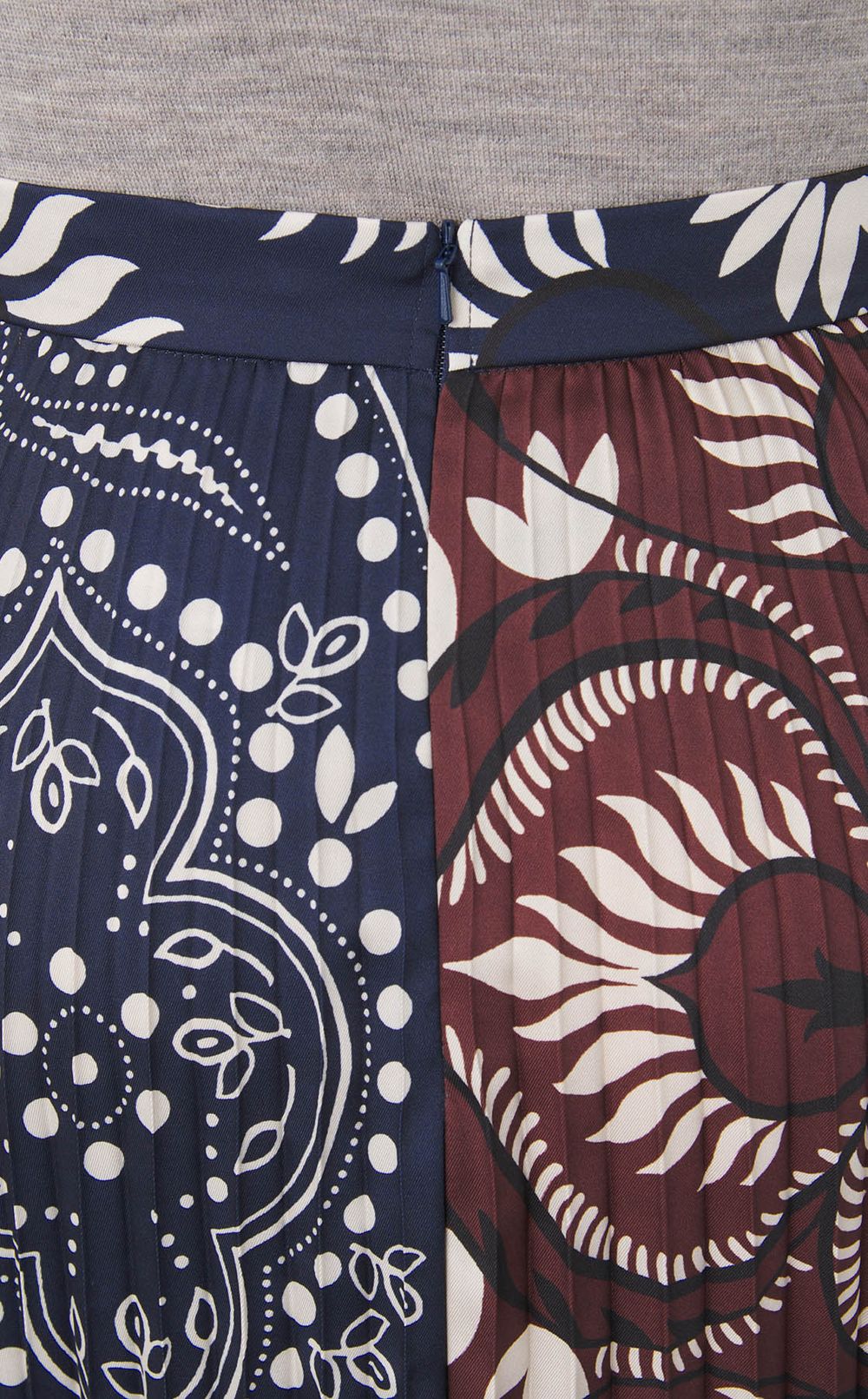 切替プリントプリーツミディスカート