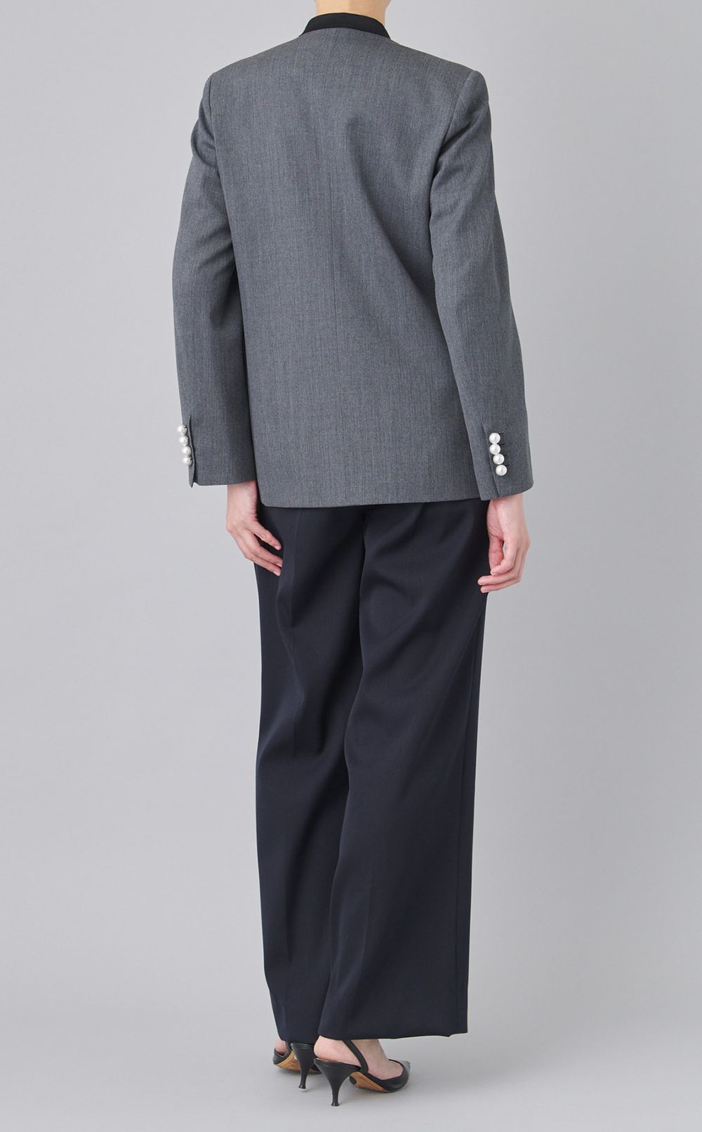 ノーカラーパールボタンジャケット