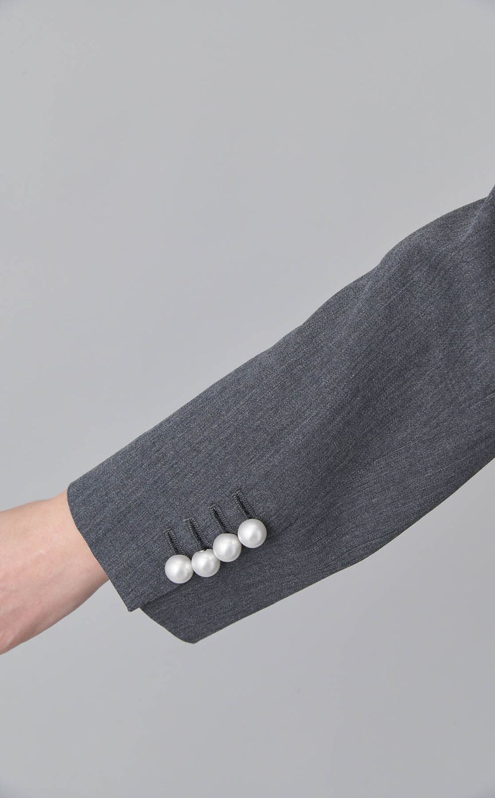 ノーカラーパールボタンジャケット