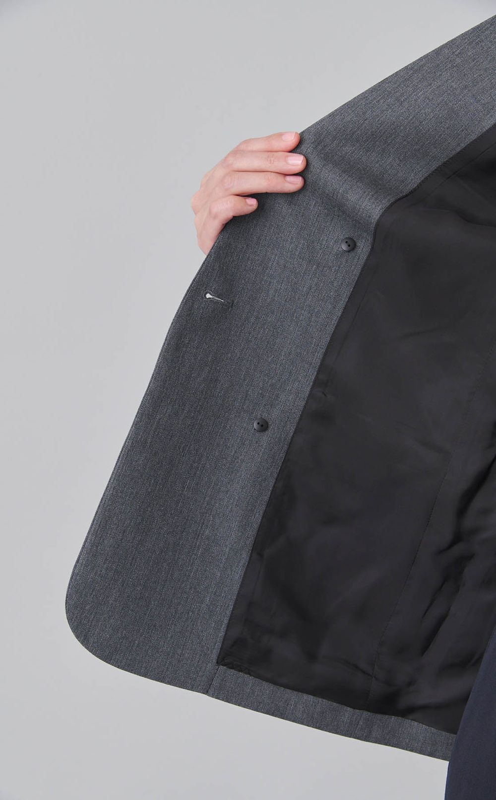 ノーカラーパールボタンジャケット