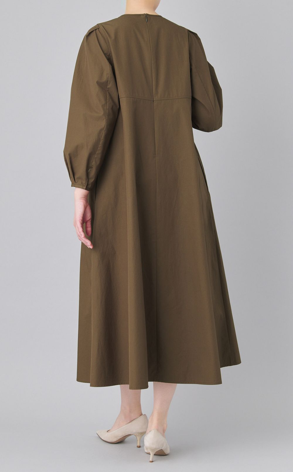 モールスキンギャザーフレアワンピース