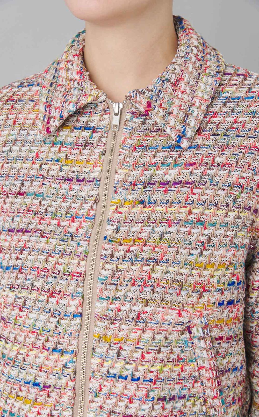 マルチカラーツイードジップブルゾン