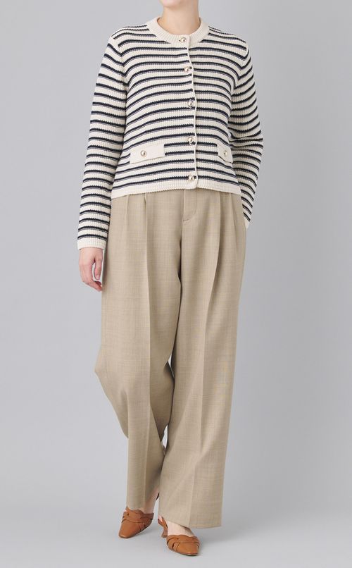 ストライプダブルタックテーパードパンツ