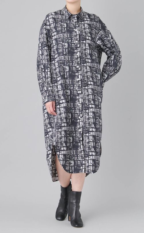 アートプリントシャツワンピース