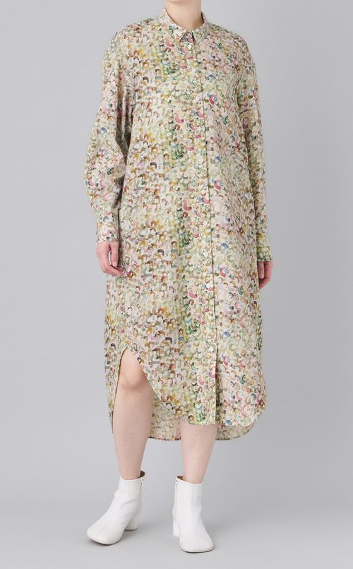 アートプリントシャツワンピース