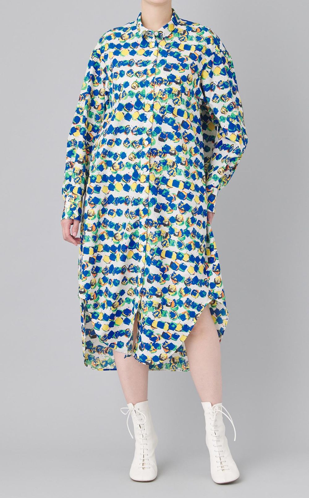 アートプリントシャツワンピース