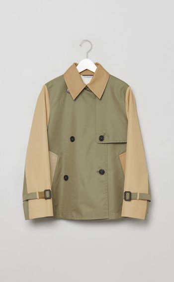 コットン配色ショートトレンチコート