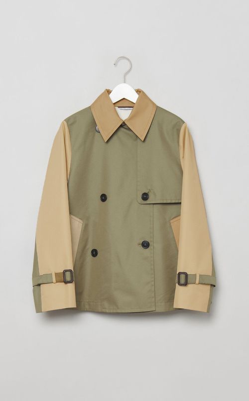 コットン配色ショートトレンチコート