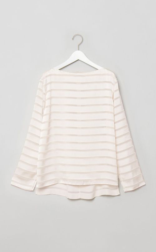 オパールボーダーボートネックブラウス