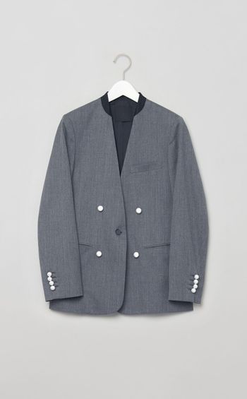 ノーカラーパールボタンジャケット