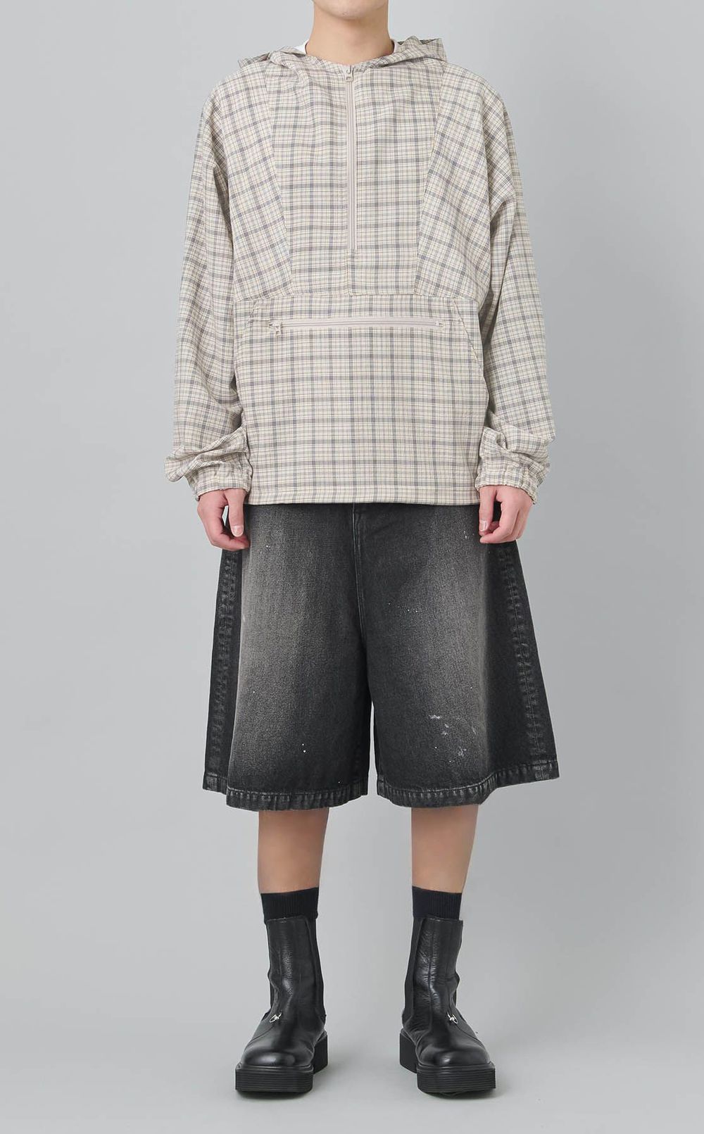 チェックプルオーバーパーカー
