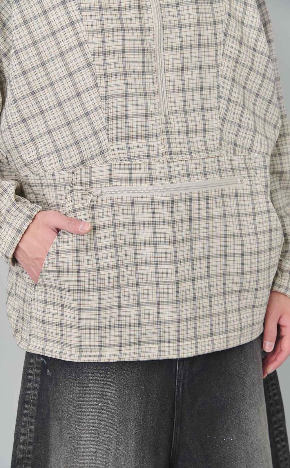 チェックプルオーバーパーカー