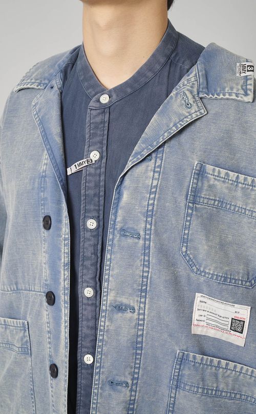 デニムレイヤードデザインシャツ