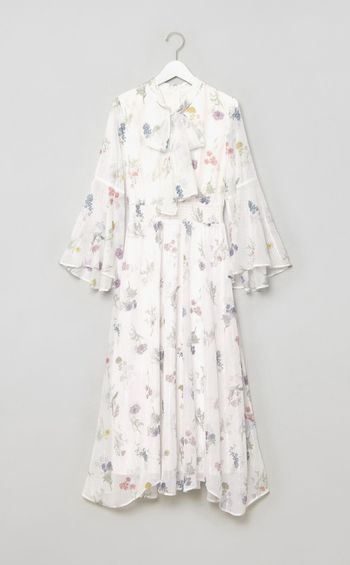 フラワープリントボウタイワンピース