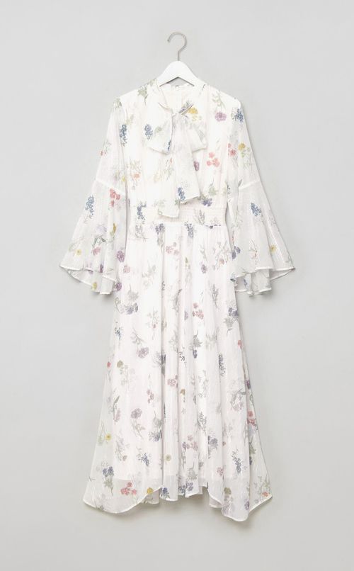 フラワープリントボウタイワンピース