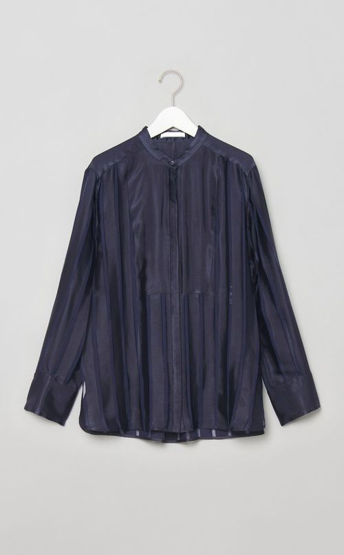 オパールボーダーバンドカラーブラウス