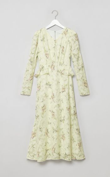 花柄ペプラムデザインワンピース