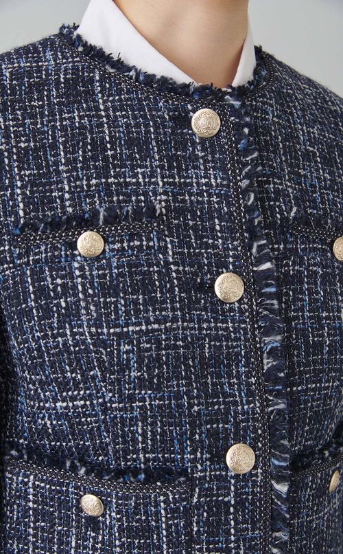 ノーカラーツイードジャケット