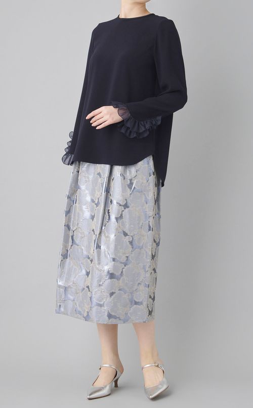 ジョーゼットフリルネックブラウス