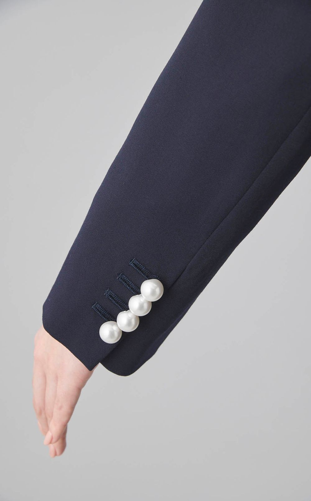 ノーカラーパールボタンジャケット