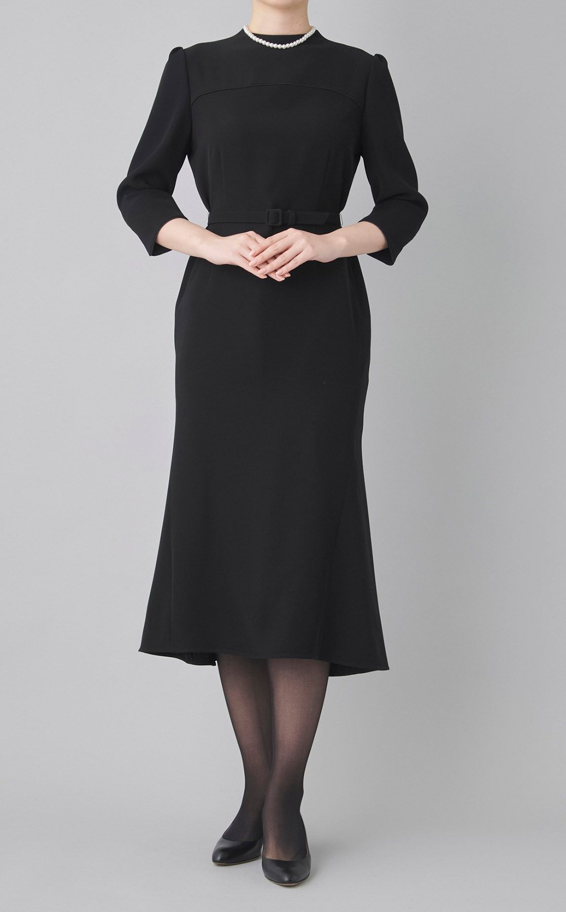ykF｜【ブラックフォーマル】別注ダブルクロスロングワンピース
