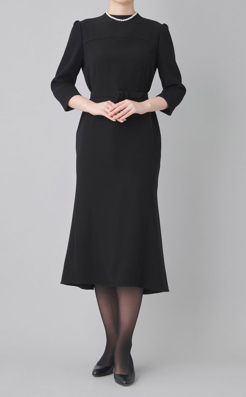 【ブラックフォーマル】別注ダブルクロスロングワンピース