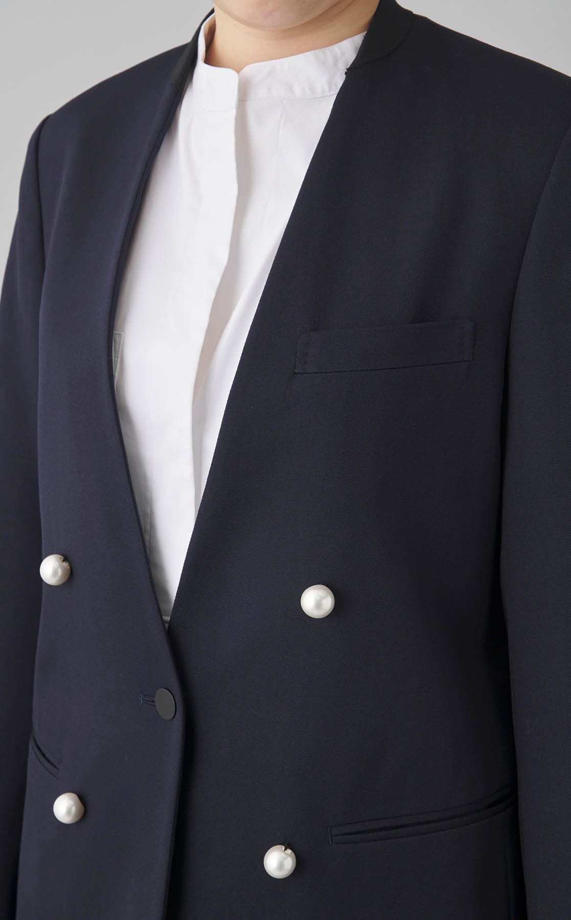 CINOH｜ノーカラーパールボタンジャケット