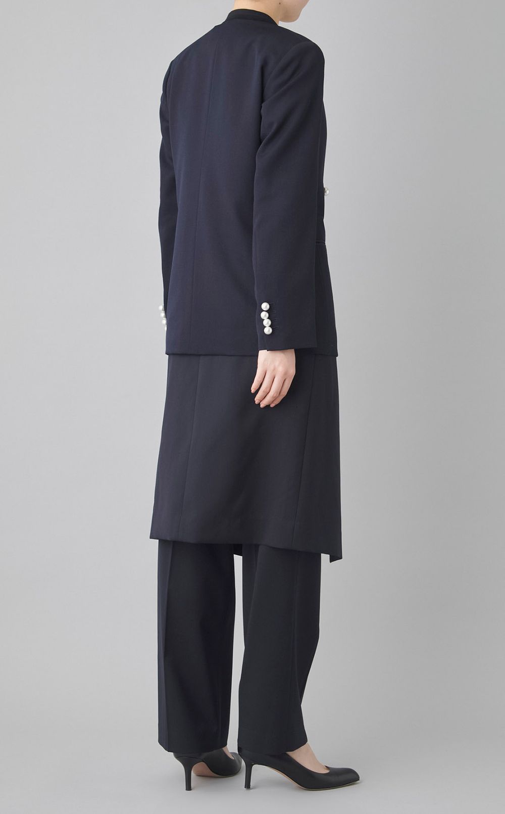 ノーカラーパールボタンジャケット