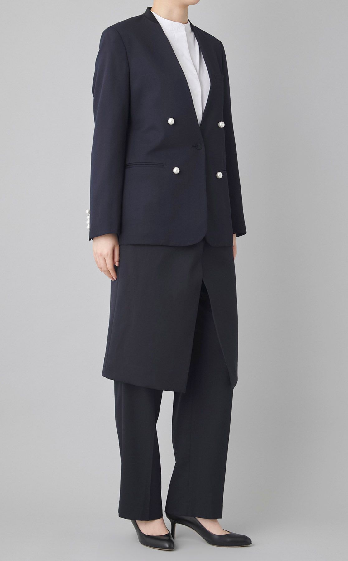 CINOH ノーカラージャケット ブラック パールボタン CINOH(チノ)の