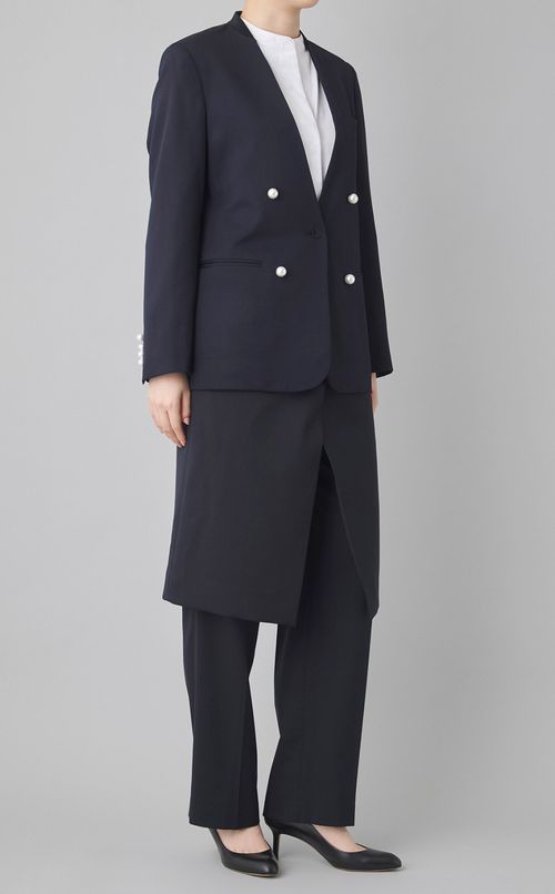 ノーカラーパールボタンジャケット