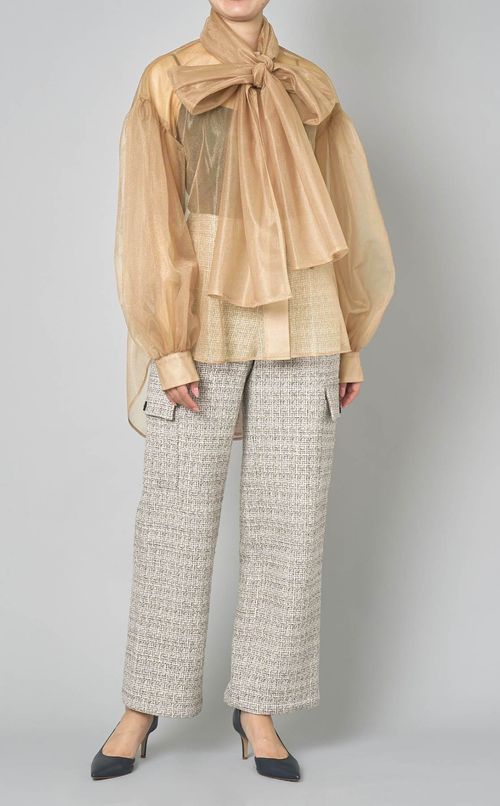 シアーボウタイブラウス