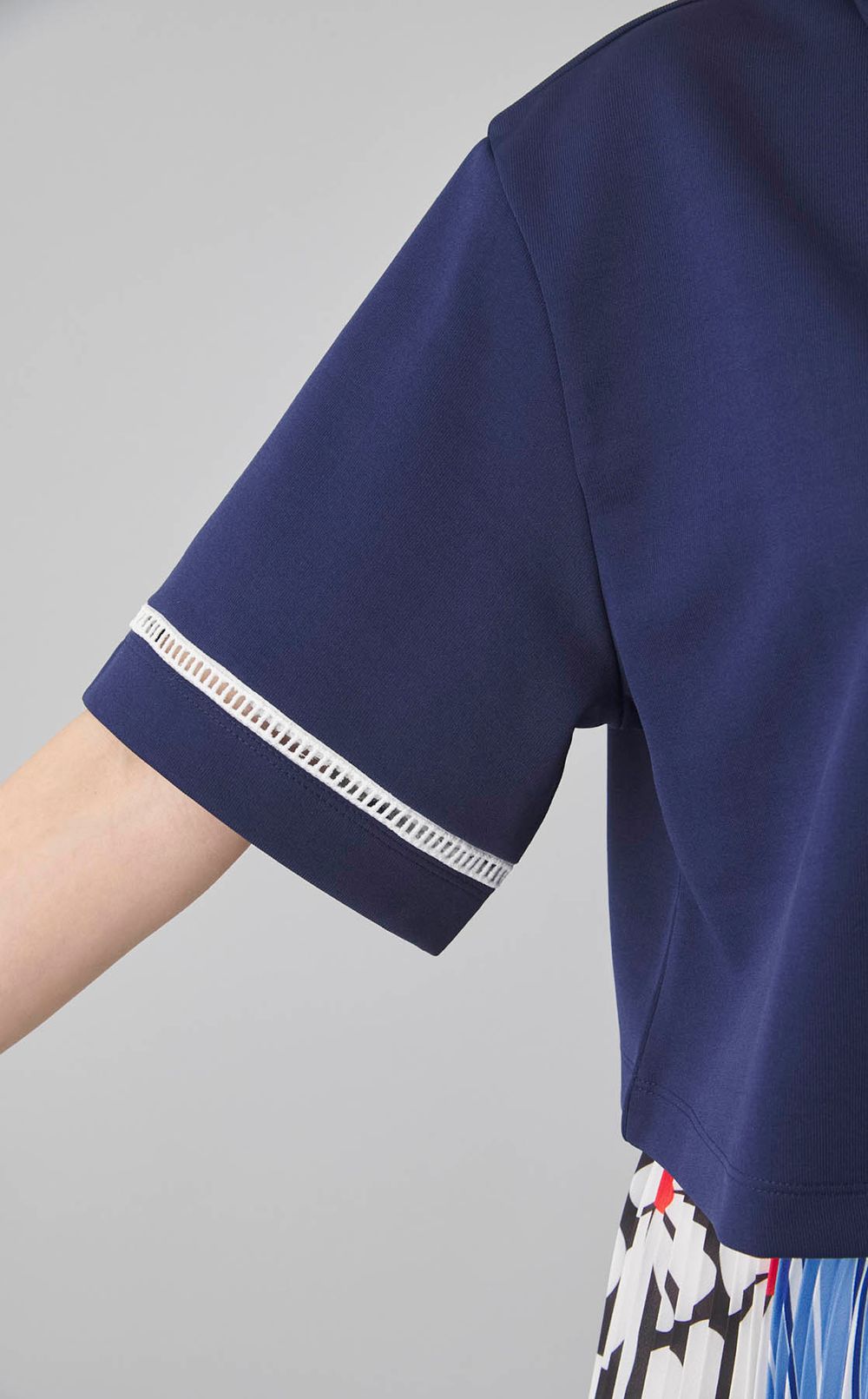 ロゴ刺繍クロップドポロ