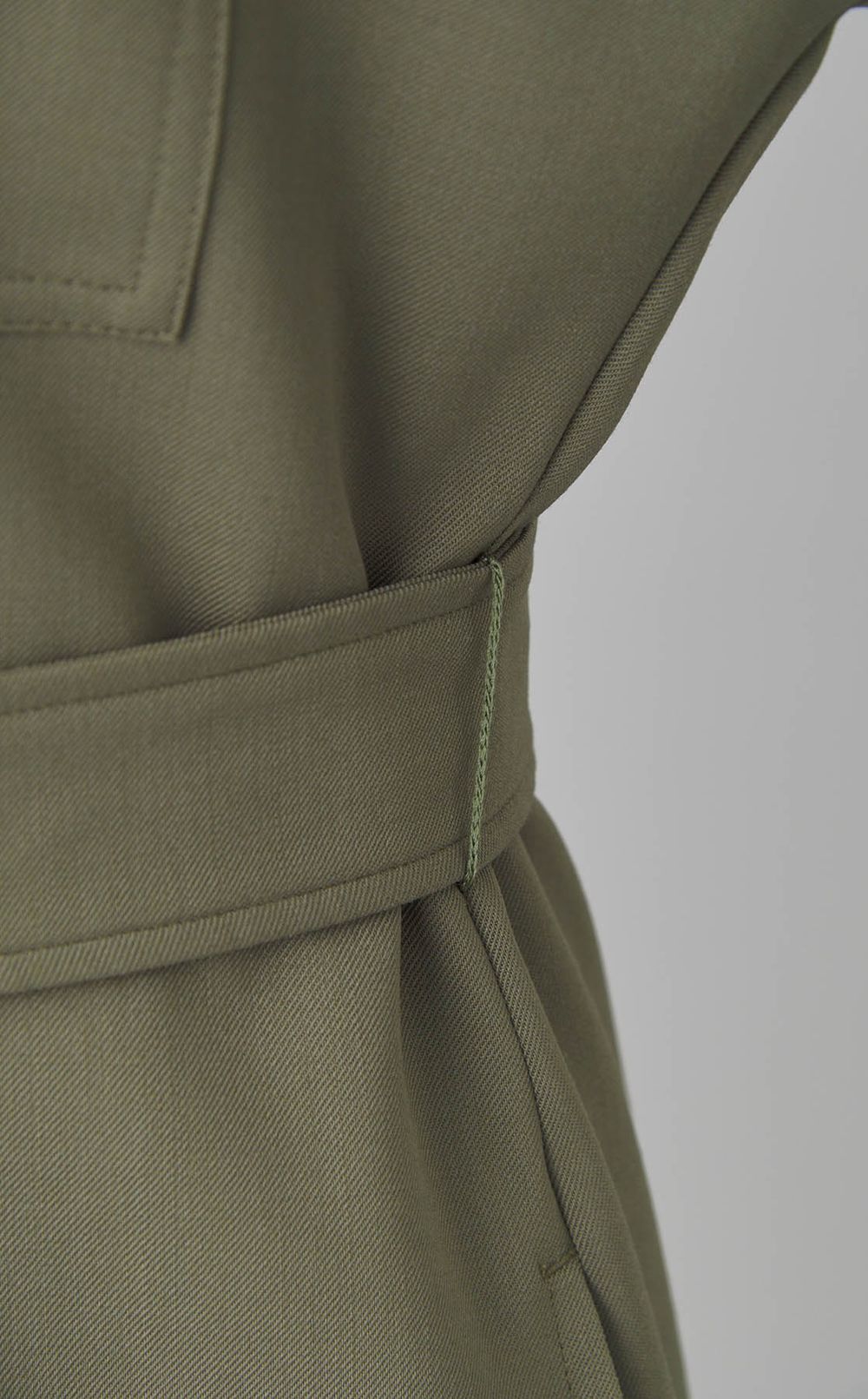 ギャバジンベルテッドシャツワンピース