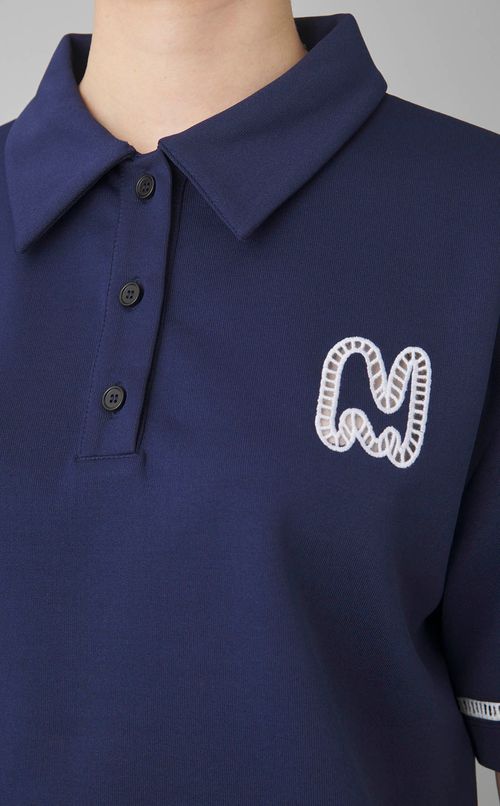 ロゴ刺繍クロップドポロ
