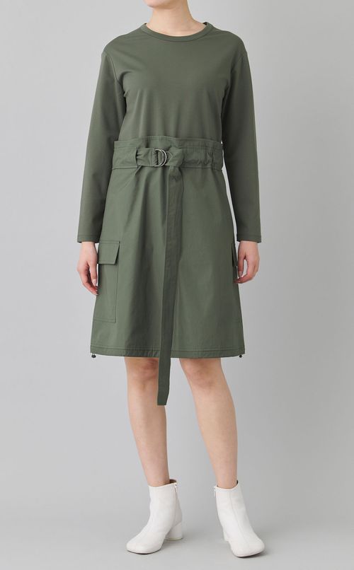 ミリタリーディテールジャージワンピース