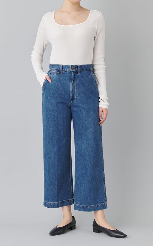 クロップドワイドデニムパンツ
