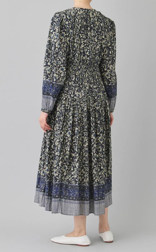 ミニフラワープリントスモックワンピース